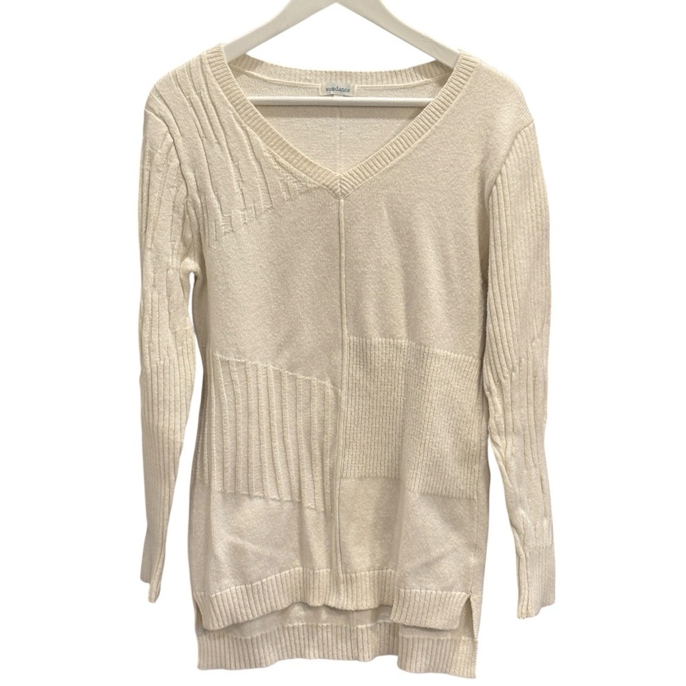 Sundance Silk Blend V Neck Womens Cream Sweater Size XS